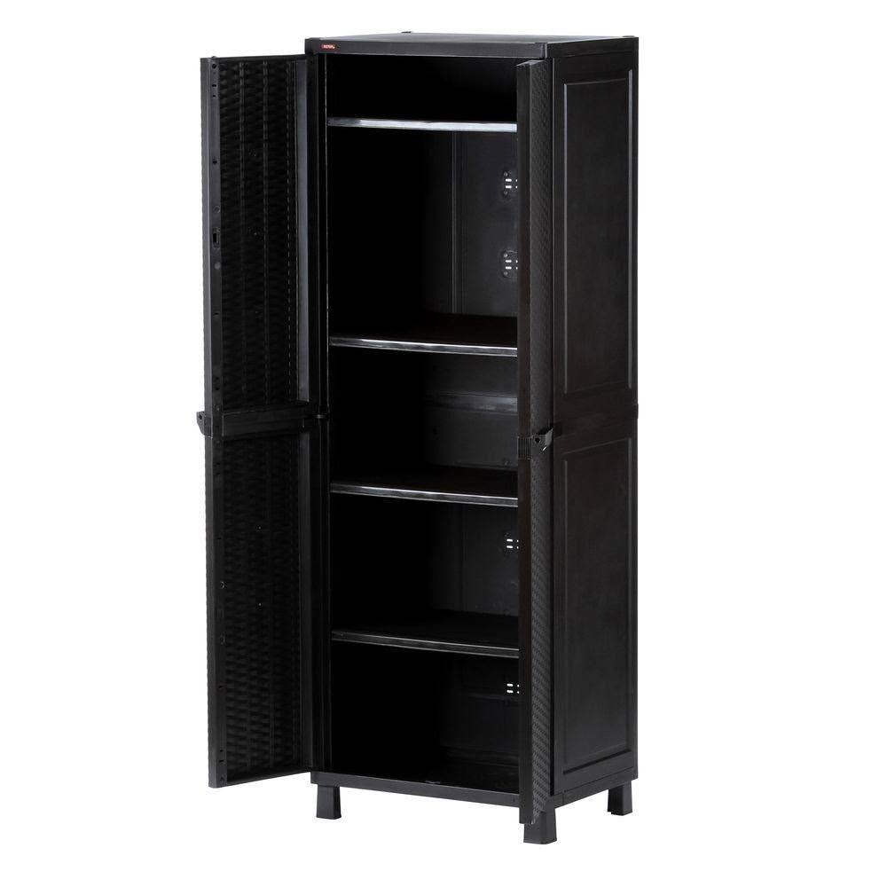 Brown Resin Plastic Rattan Storage Cabinet A55439