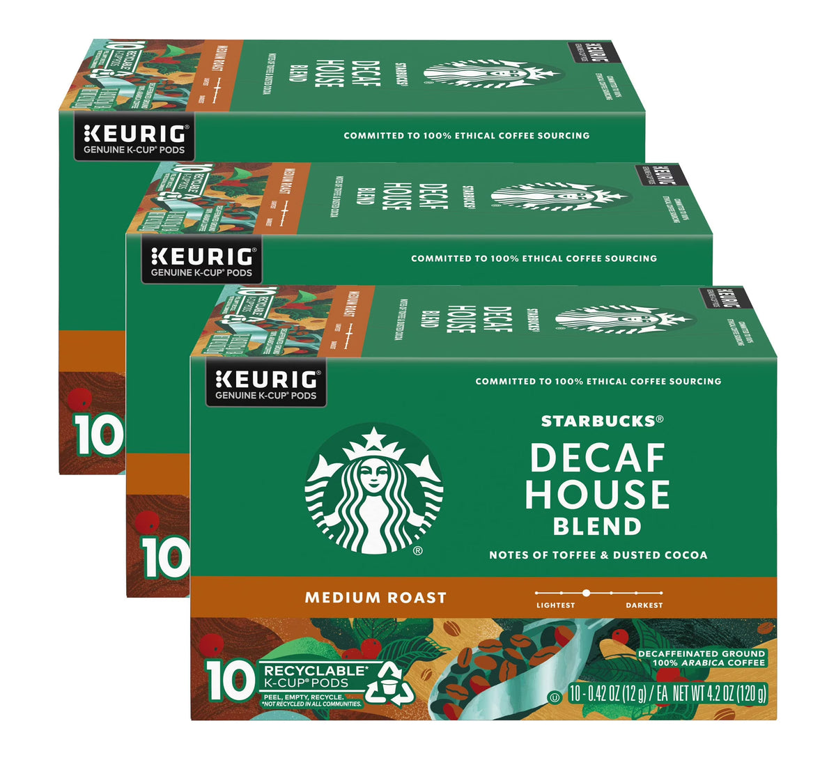 Decaf House Blend Coffee K-Cup Pods, Medium Roast, 10 Ct, Pack Of 3 Boxes E87377