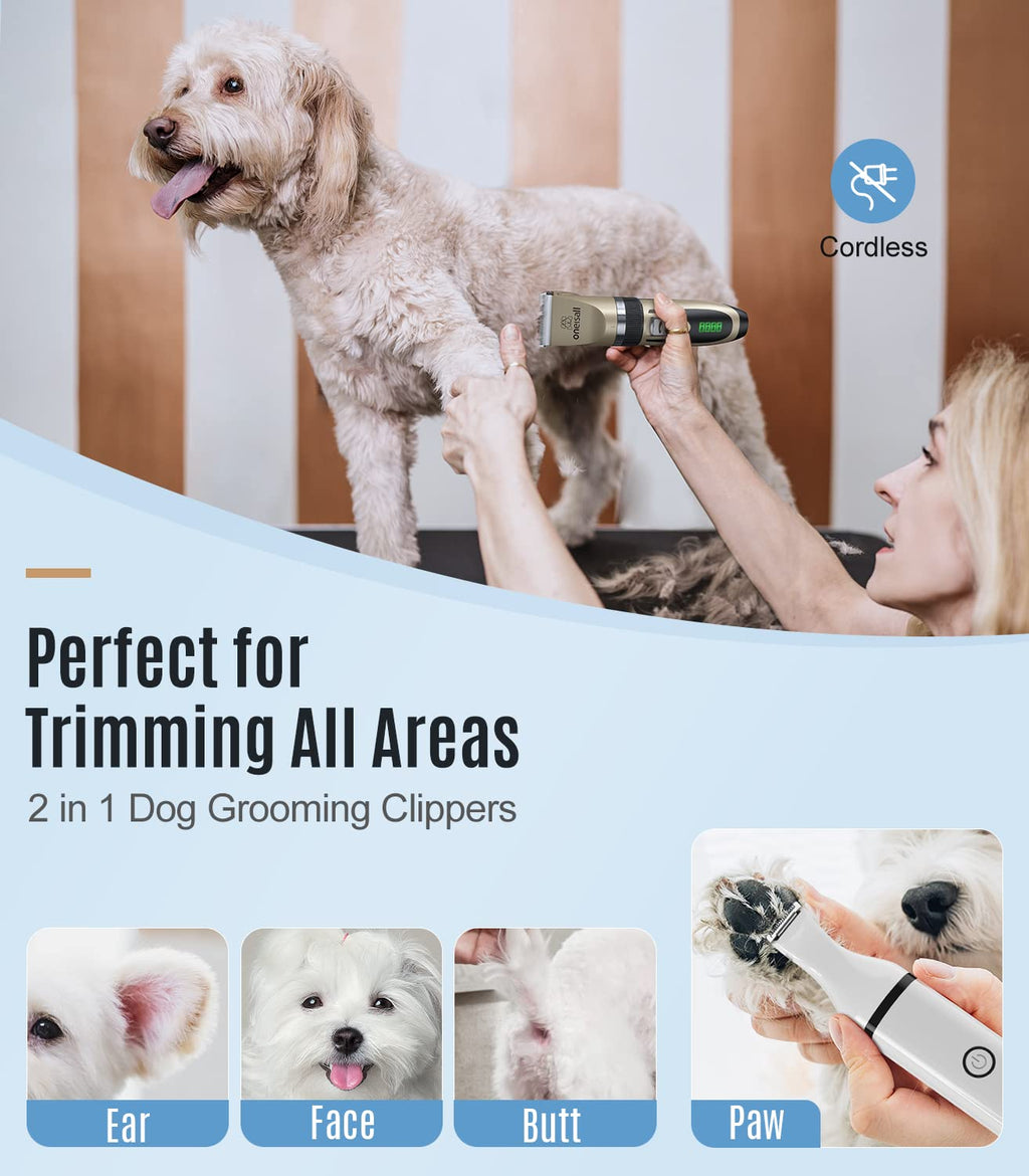 2 in 1 Cordless Dog Clippers and Paw Trimmer Kit A535