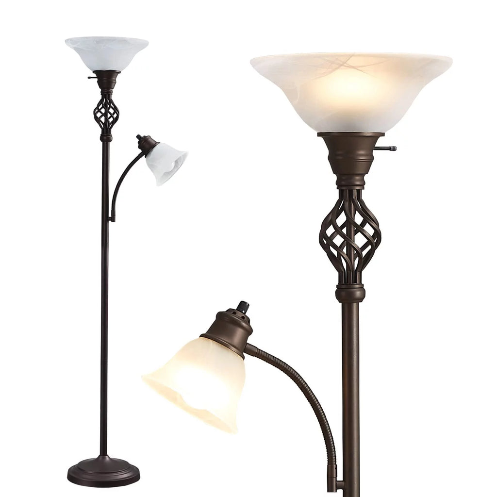 Torchiere Floor Lamp with Glass Shade, Bulbs Included V396963