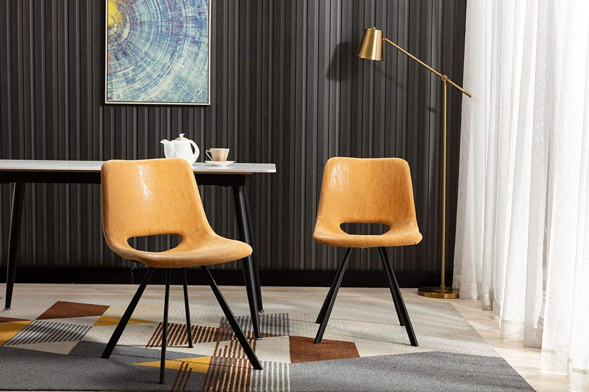 Synthetic Leather Upholstered Dining Chairs Set of 2 Pcs Counter Bar Chairs A292773