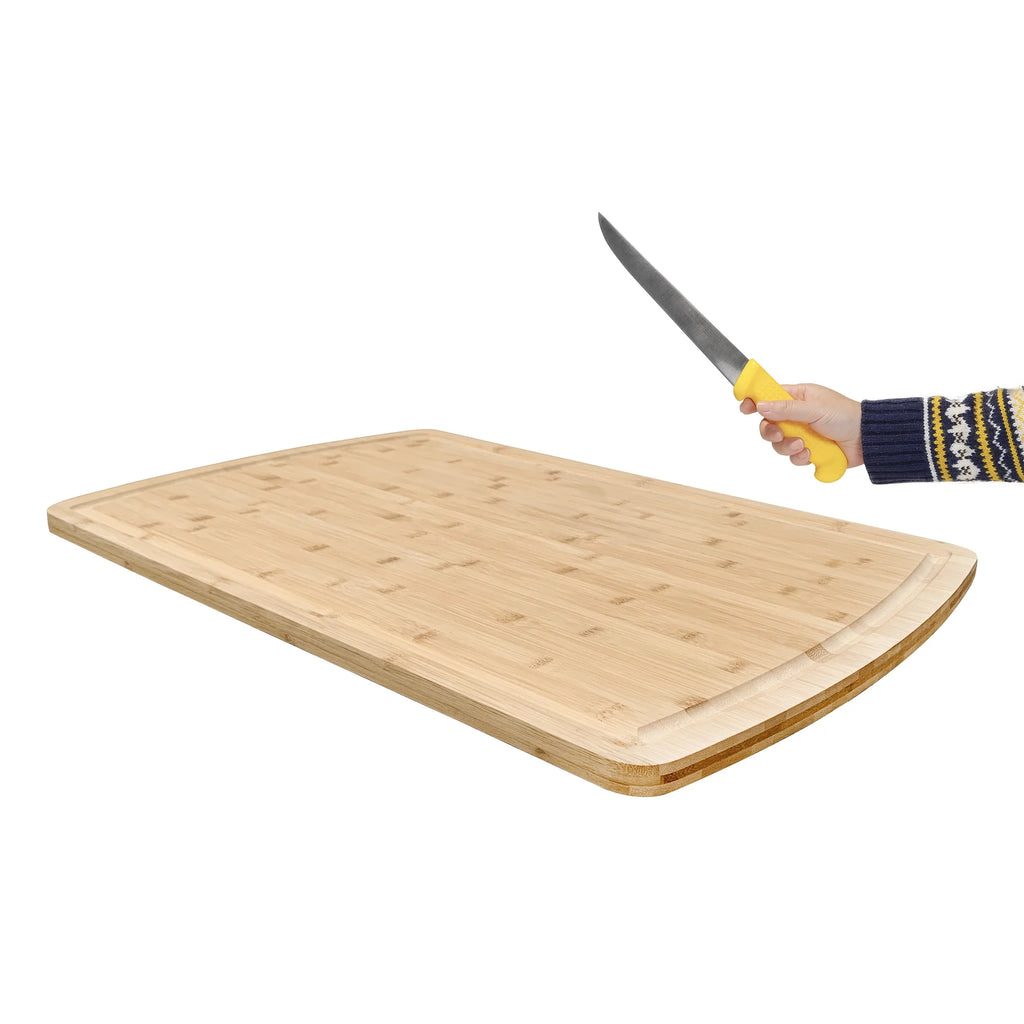 Bamboo Cutting Board with Stainless Steel Chef Knife P9588