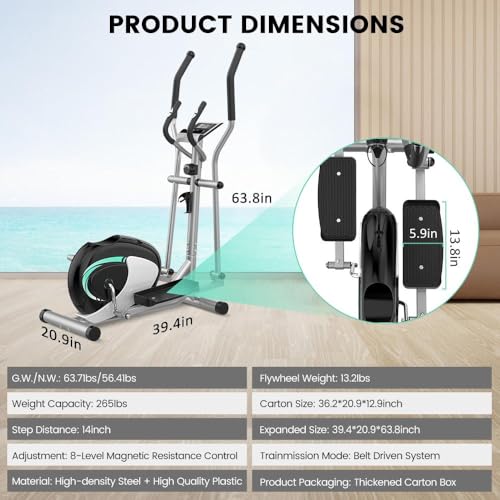 Elliptical Exercise Machine with 8-Level Resistance H87887