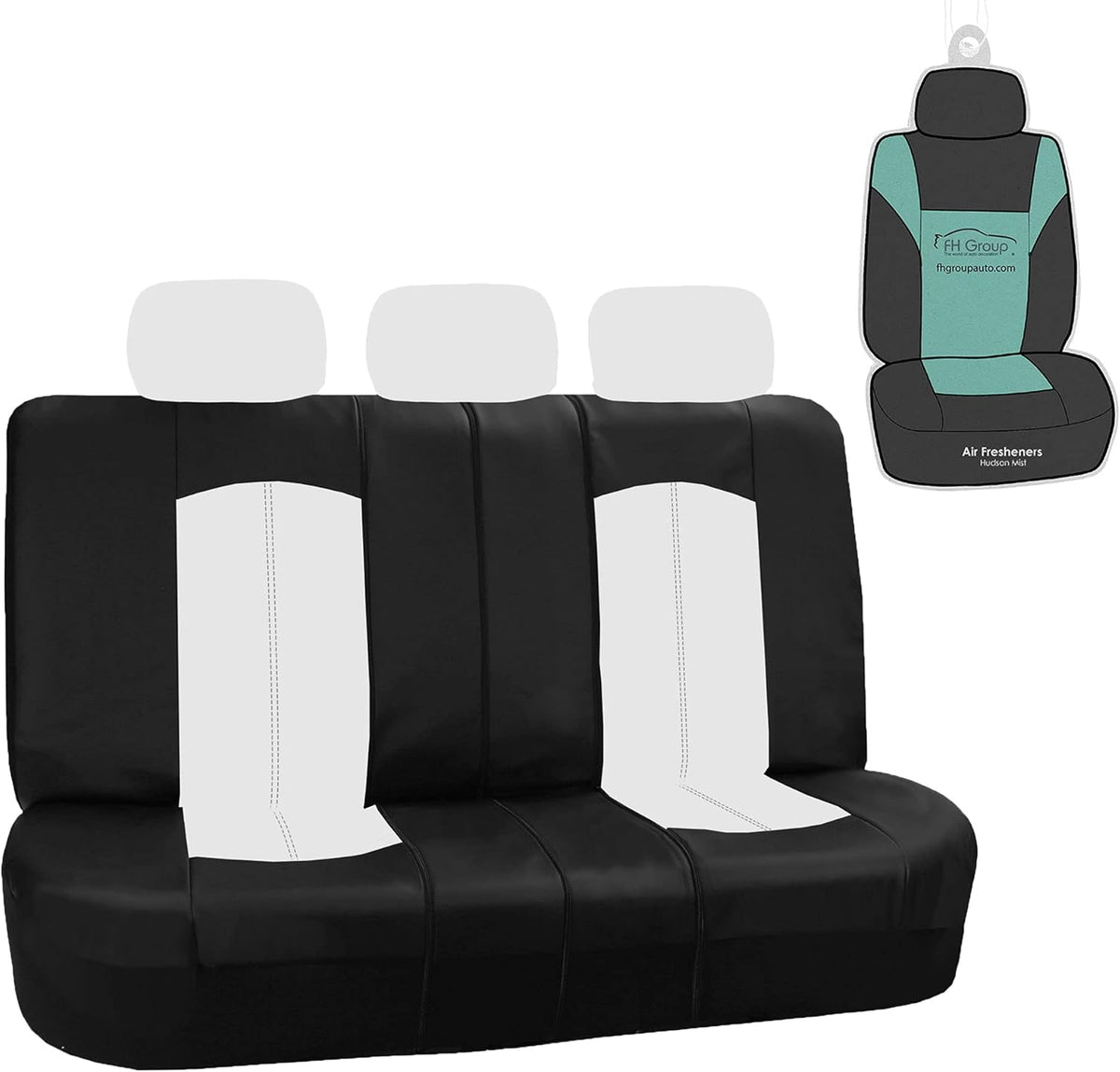 Solid Black Faux Leather Split Bench Seat Cover W573447