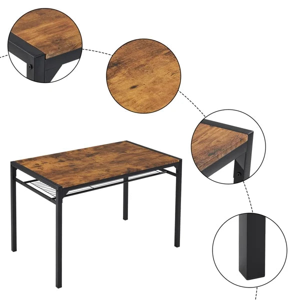 4 Piece Dining Table Set with 2 Chairs and Bench E9339