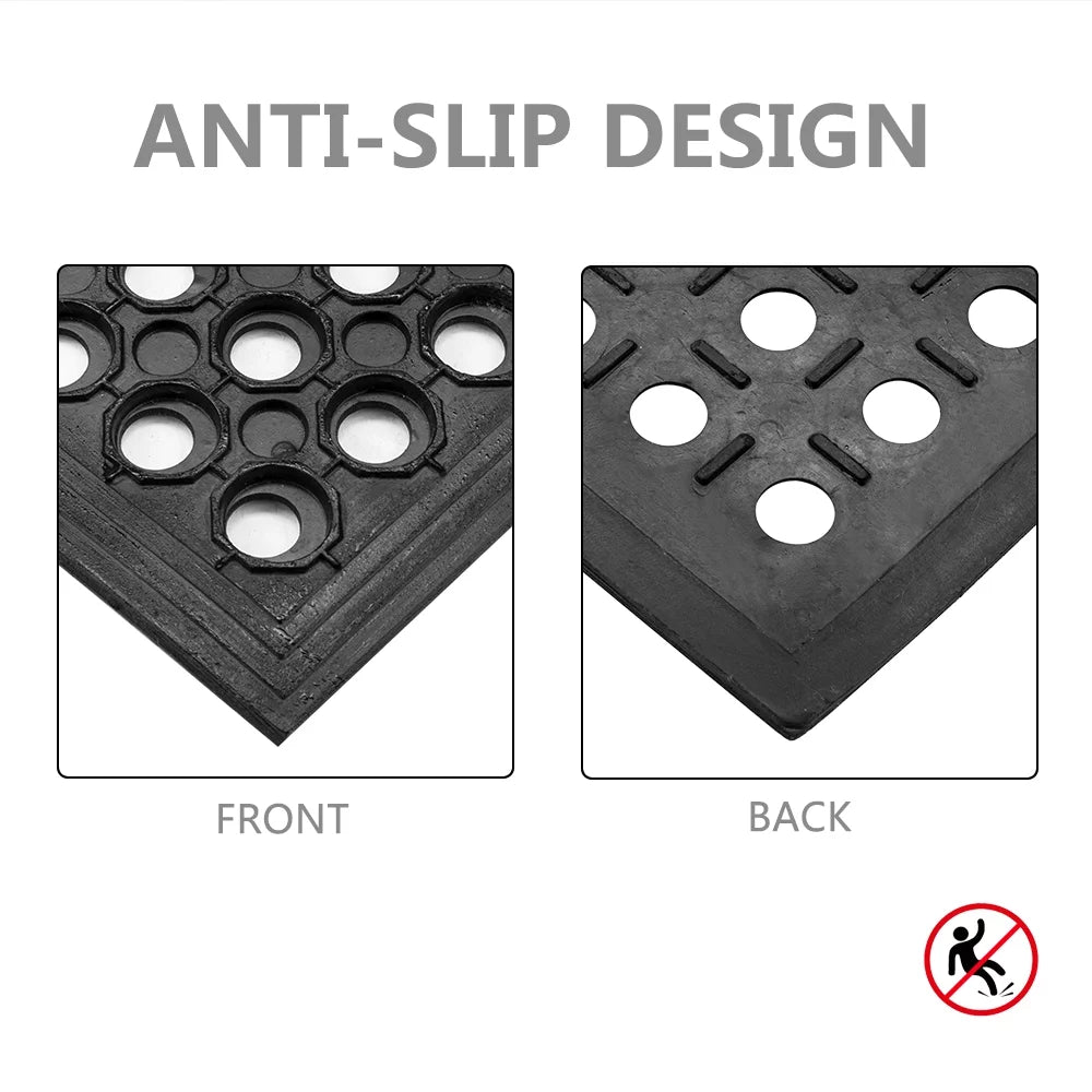 60" x 36" Anti-Fatigue Non-Slip Rubber Floor Mat with Holes F98664