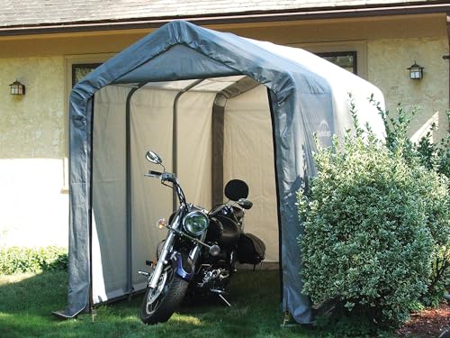 10' x 10' Steel Round Roof Outdoor Storage Shed with Waterproof Cover, grey I24353