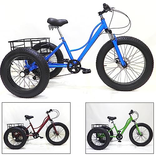 24 inch 7 Speed Fat Tire 3 Wheel Adult Tricycle with Large Basket G837