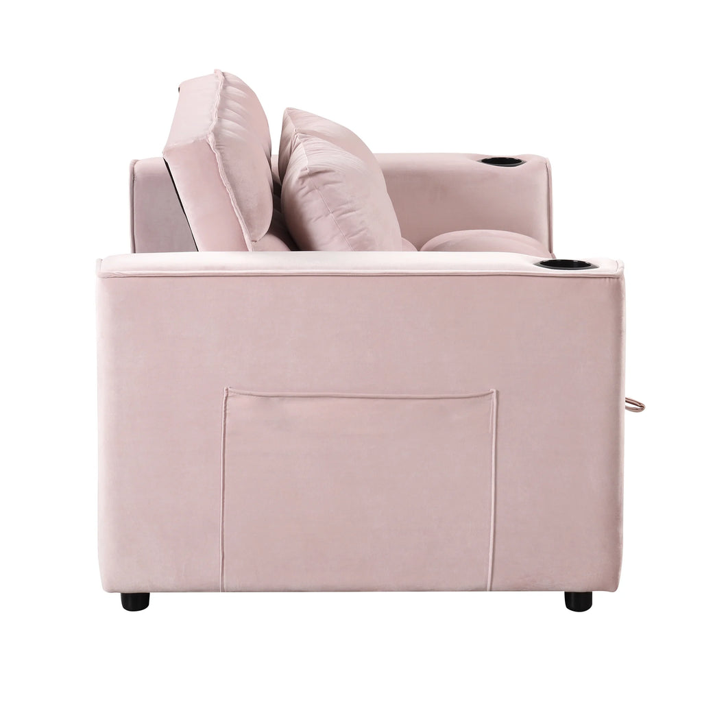 Convertible Sleeper Sofa Bed with Cup Holder and USB Charging Ports X454145