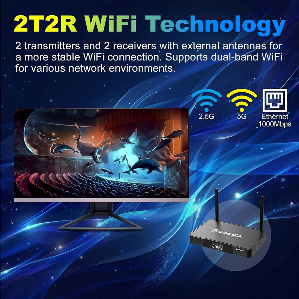 TV Box with 4GB RAM + 32GB ROM, Dual Band Wifi, Voice Remote D51758