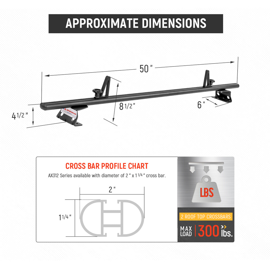 Black Aluminum 2 Bar Van Roof Rack System Y61076