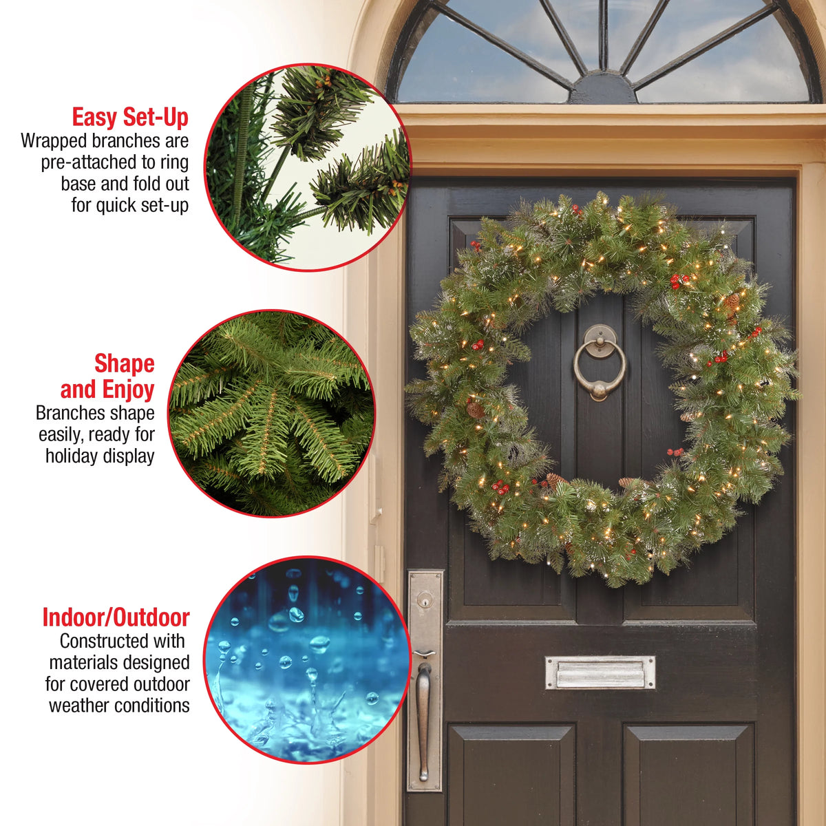 Pre-Lit Artificial Christmas Wreath O31385