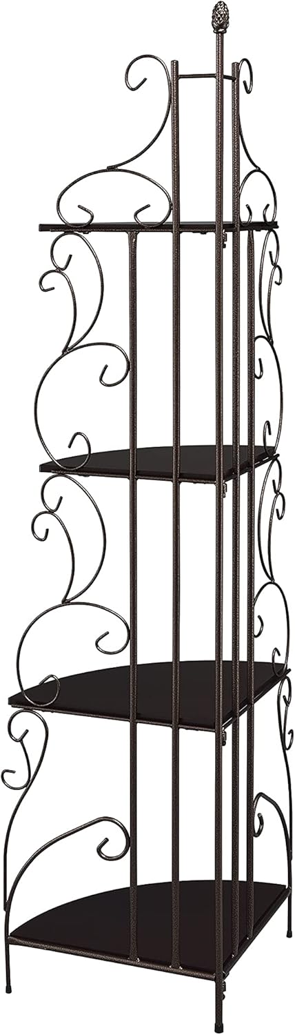 4-Shelf Corner Bookcase Cappuccino and Copper O17453