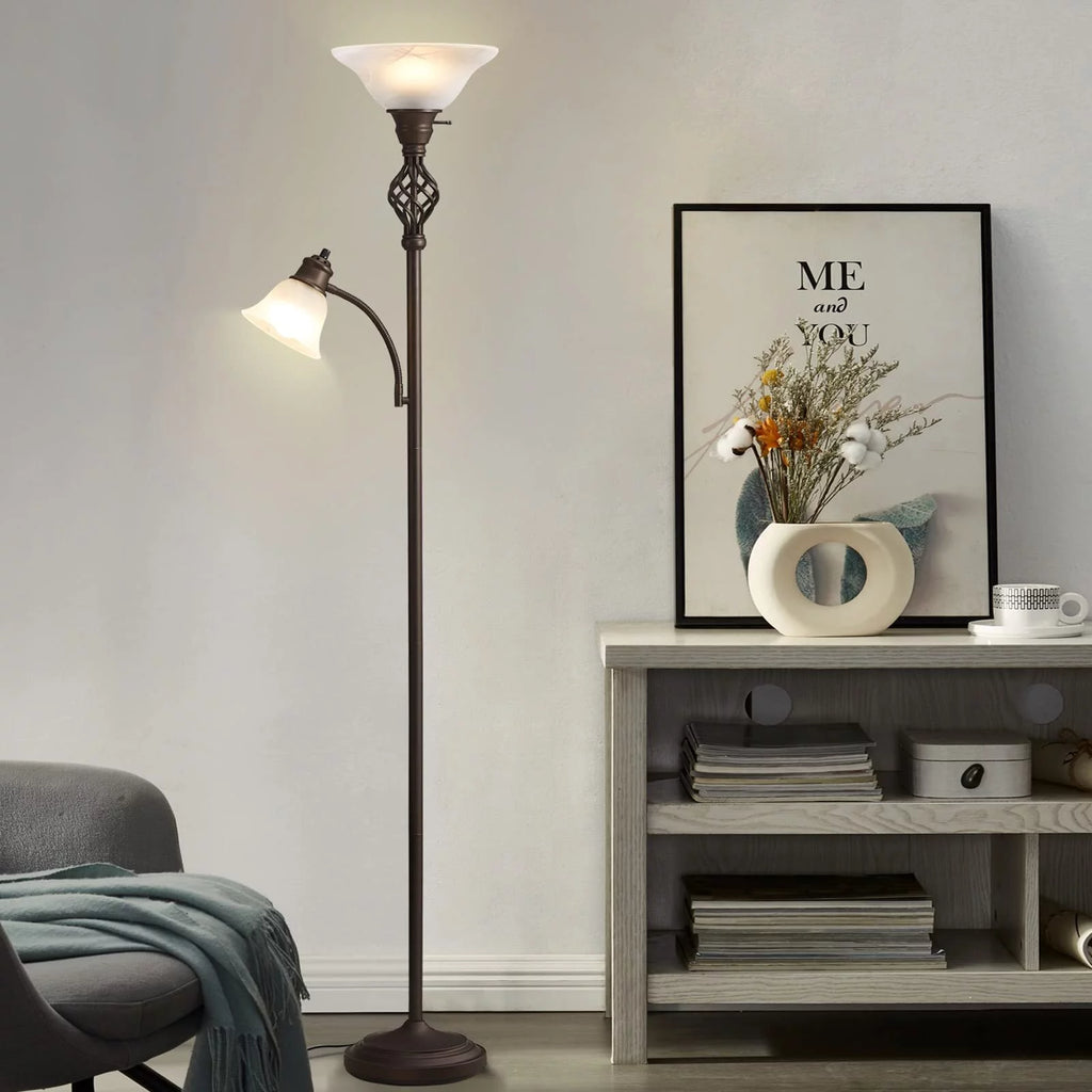 Torchiere Floor Lamp with Glass Shade, Bulbs Included V396963