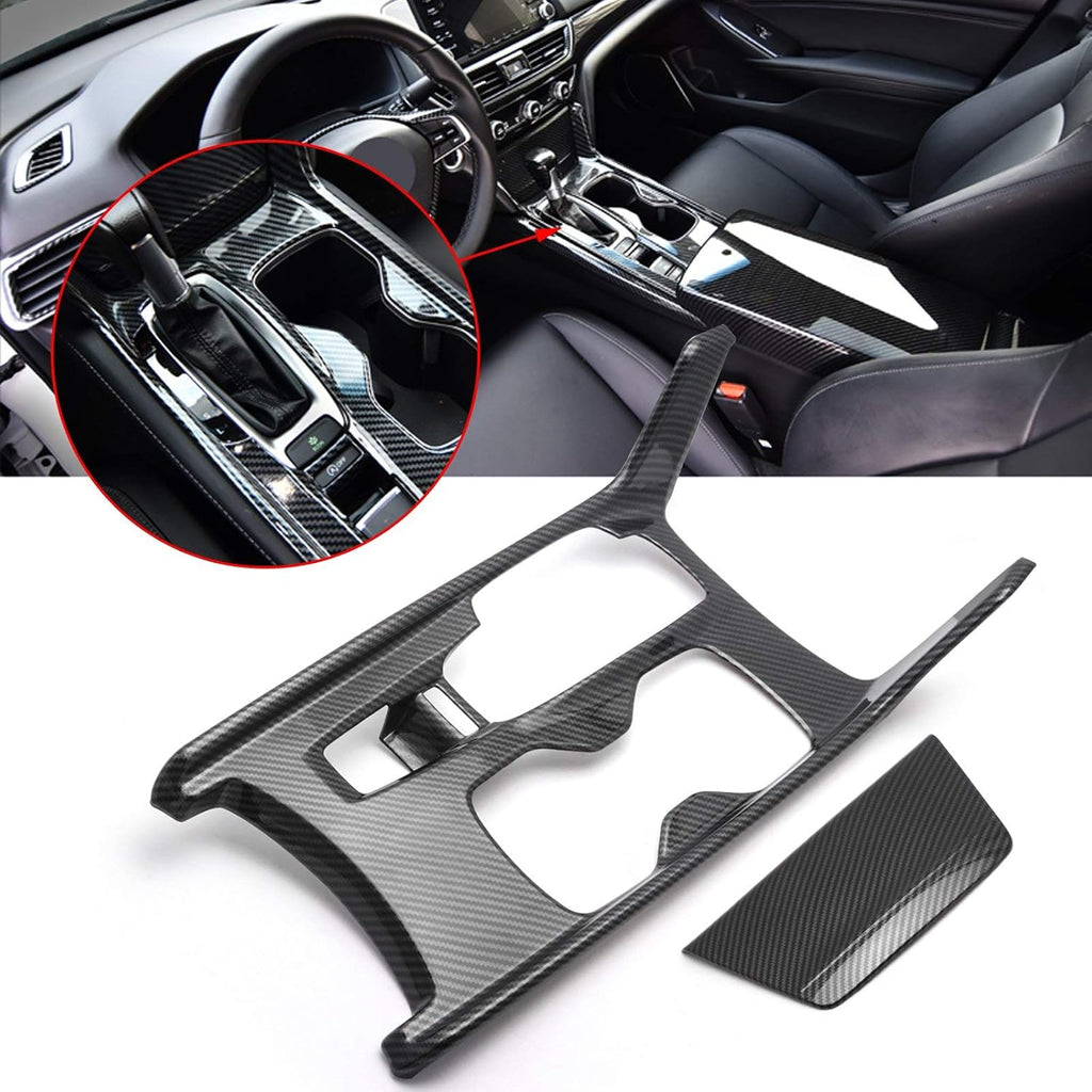 Interior Gear Shift Box Water Cup Holder Panel Cover Trim ABS Carbon Fiber Style H23977
