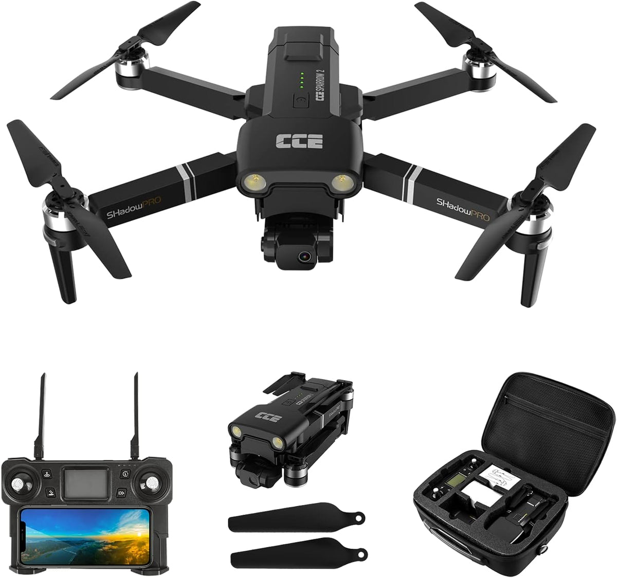 GPS Drones with EIS Camera 4K, 2-Axis Gimbal Foldable FPV RC Quadcopter with Flashlight and Arms Lights, Brushless Motor, 30-min Flight Time, Carrying Case N4405