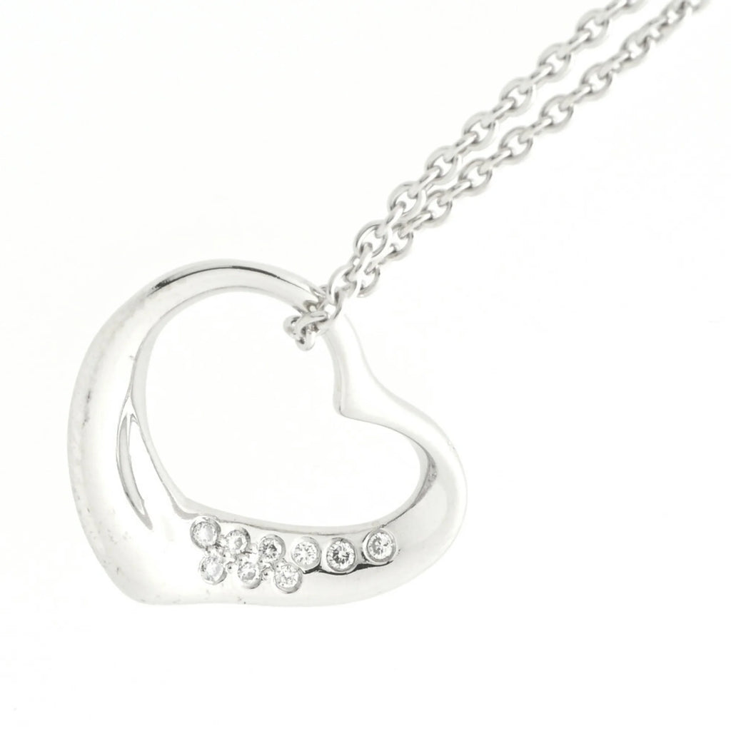 Tiffany pendant necklace open heart platinum diamond 41 cm R74527