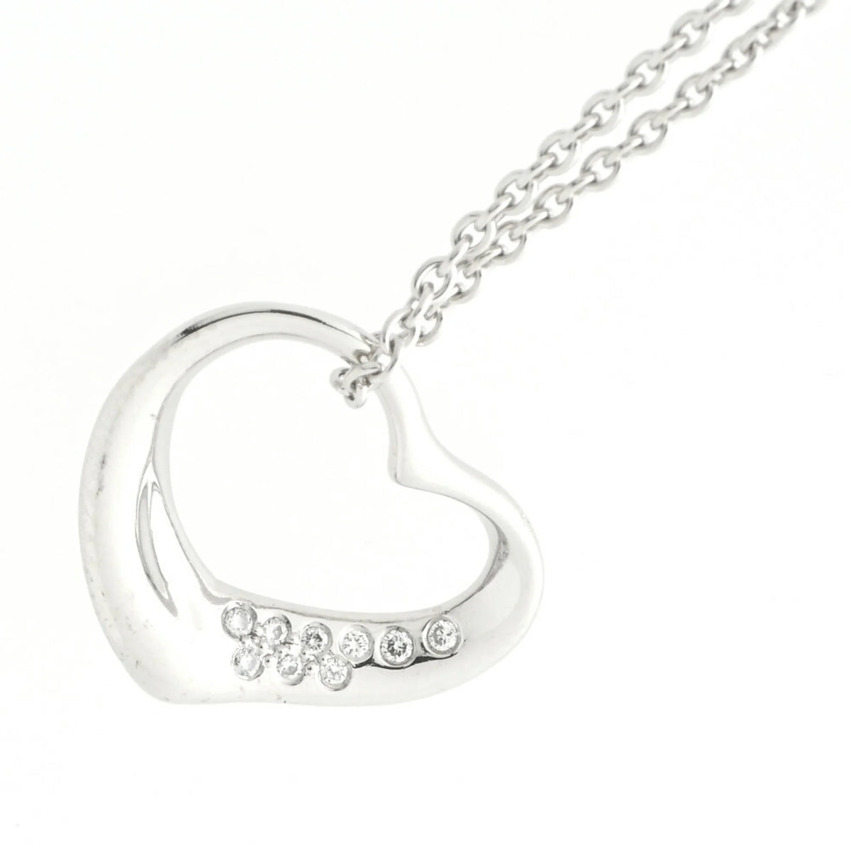 Tiffany pendant necklace open heart platinum diamond 41 cm R74527