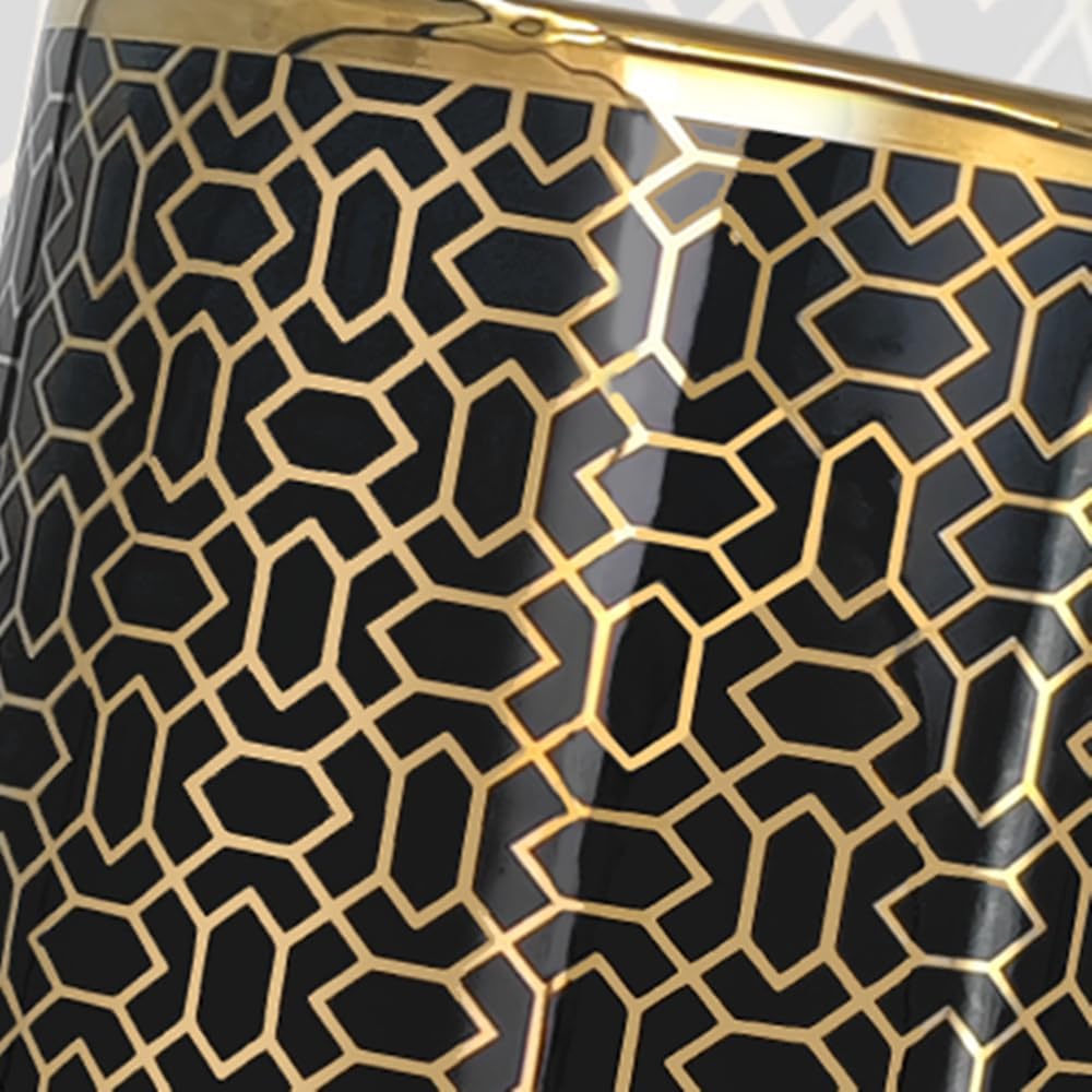 Black Gold Ceramic Umbrella Stand D350898
