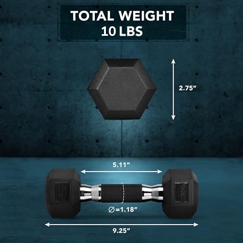 Chrome Rubber Grip Encased Hex Dumbbells 10-30 LBS Pair W6712