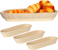 4 Pieces 13.8 Inch Oval Banneton Bread Proofing Basket with Liners X44574