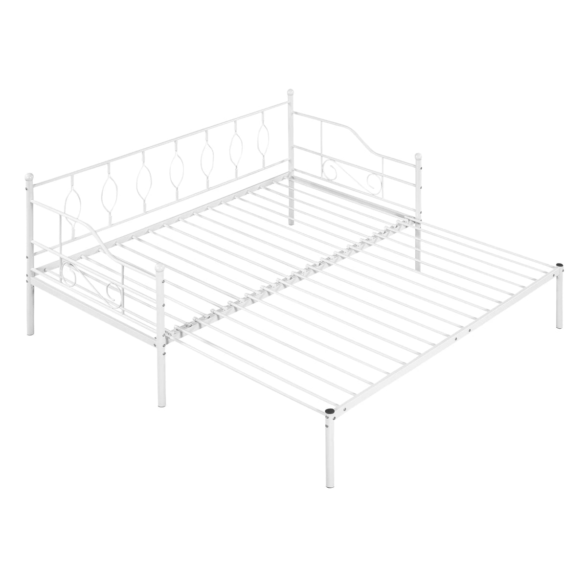 White Twin Size Metal Daybed with Trundle O54811
