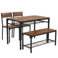 4 Piece Dining Table Set with 2 Chairs and Bench E9339
