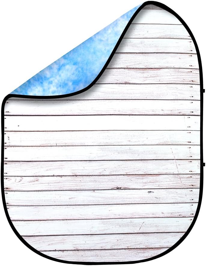 Reversible Neptune Blue and Seaside Wood Double-Sided Pop-Up Muslin Backdrop 5'x6.5' Pack of 2 U633931