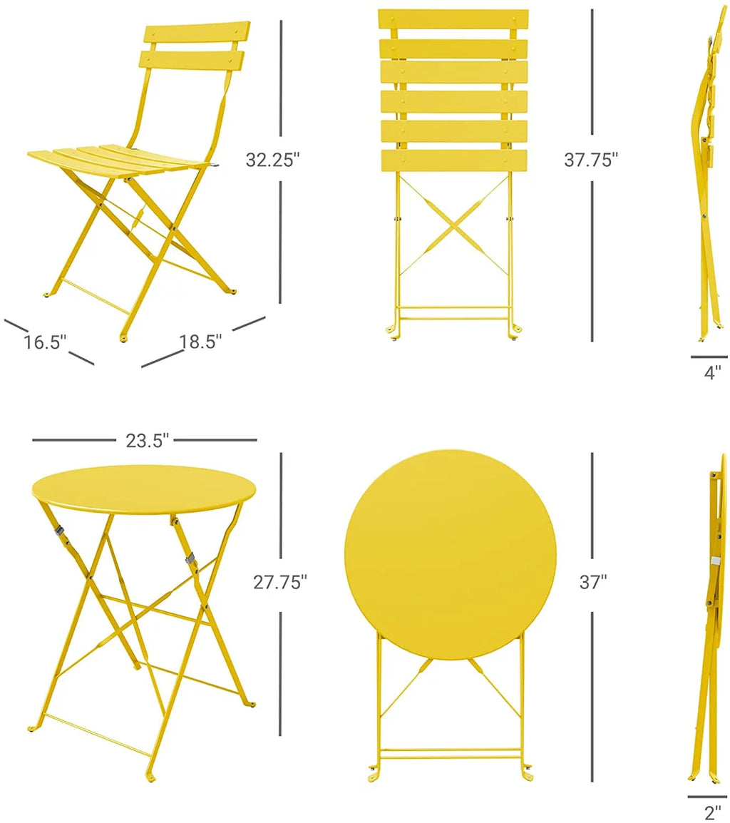 3 Piece Folding Steel Patio Bistro Set O31494