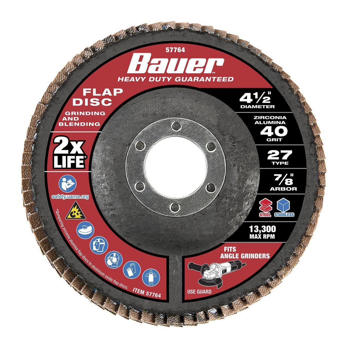 4-1/2 in. 40-Grit Type 27 Flap Disc with Fiberglass Backing and Zirconia Grain M858601