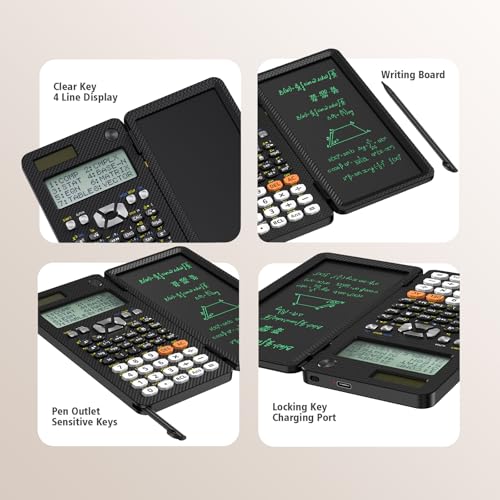 Black Rechargeable Scientific Calculator with Writing Pad and Hard Case Z71321