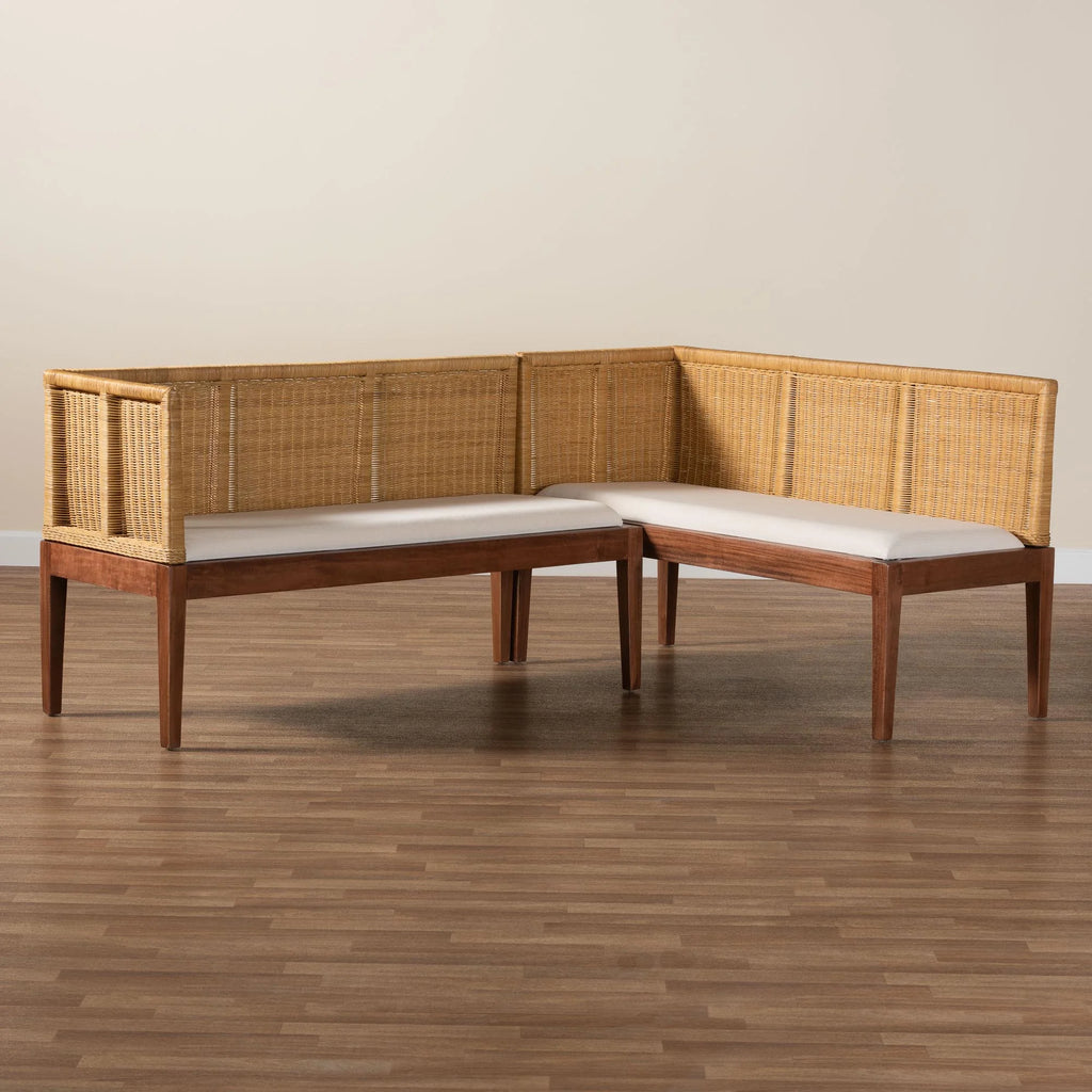 2-Piece Brown Boho Dining Banquette Set Q1026