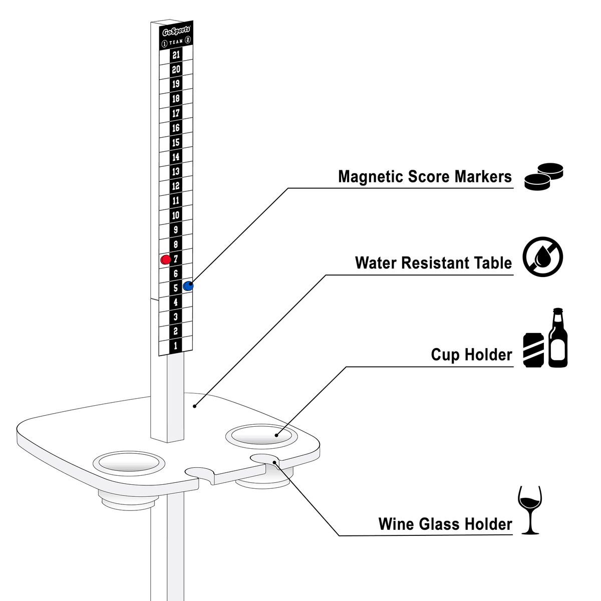 White Outdoor Game Score Keeper and Drink Stand Set M49566