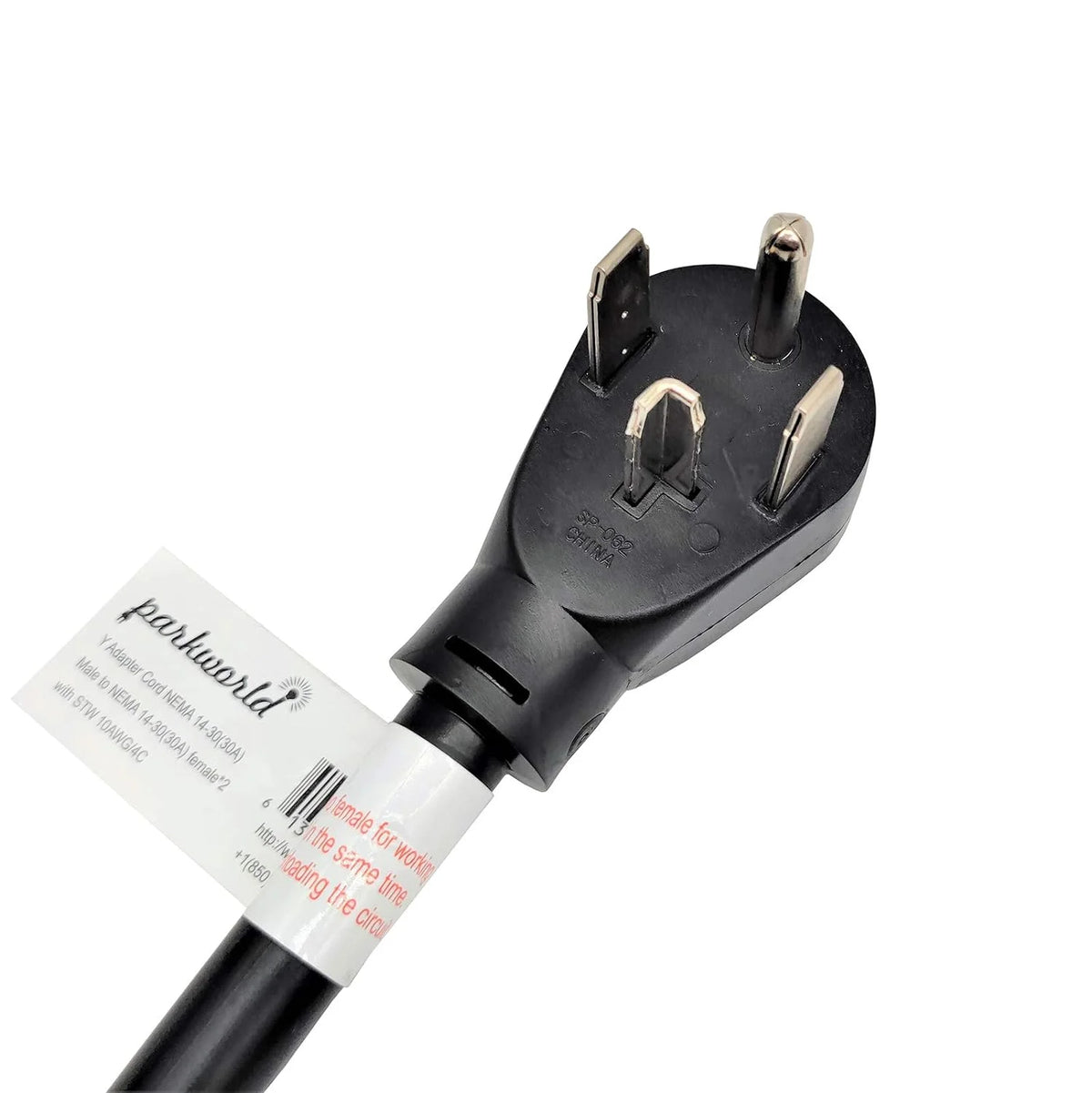 NEMA 14-30 Splitter, 14-30P Male Plug To Dual 14-30R Female Receptacle, 4-Prong 30 AMP Y Adapter Cord (20 Feet) W3248