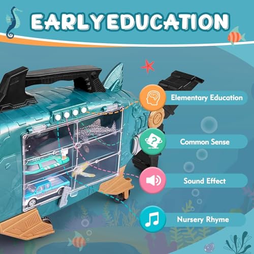 18 Pcs Sea Animal Toys with 2 Toy Trucks and 2 Cars M804119