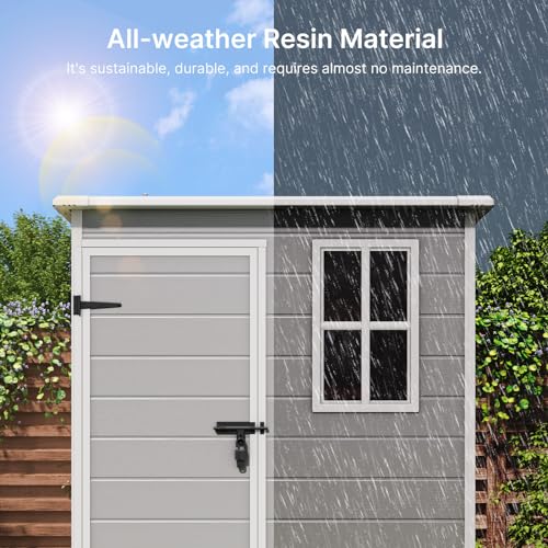 Grey Resin Storage Shed with Floor T46032