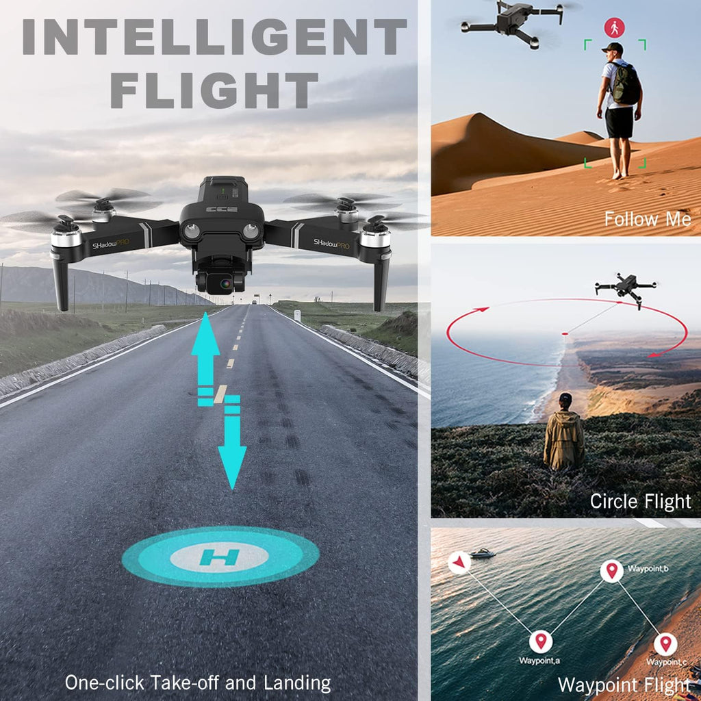 GPS Drones with EIS Camera 4K, 2-Axis Gimbal Foldable FPV RC Quadcopter with Flashlight and Arms Lights, Brushless Motor, 30-min Flight Time, Carrying Case N4405