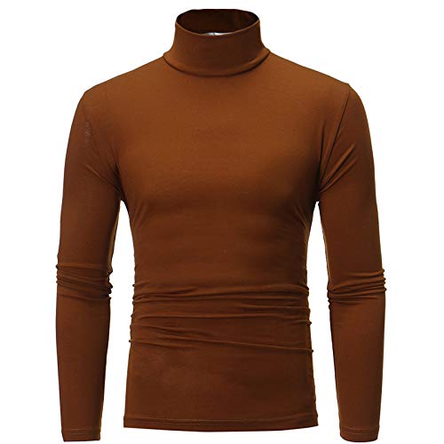 Men Turtleneck Long Sleeve T Shirt Slim Fit Solid Thermal Tops U340493