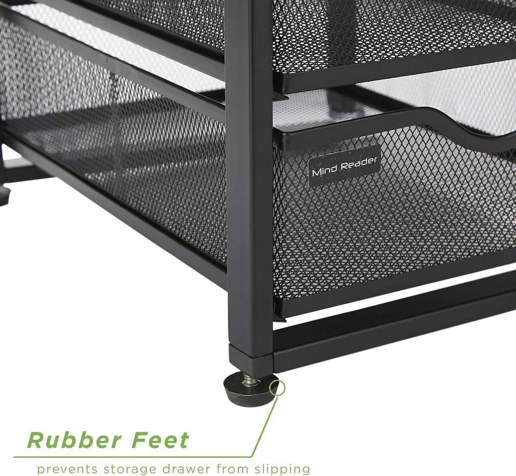 4-Tiered Rolling Mesh Office Storage Cart, Black F883827