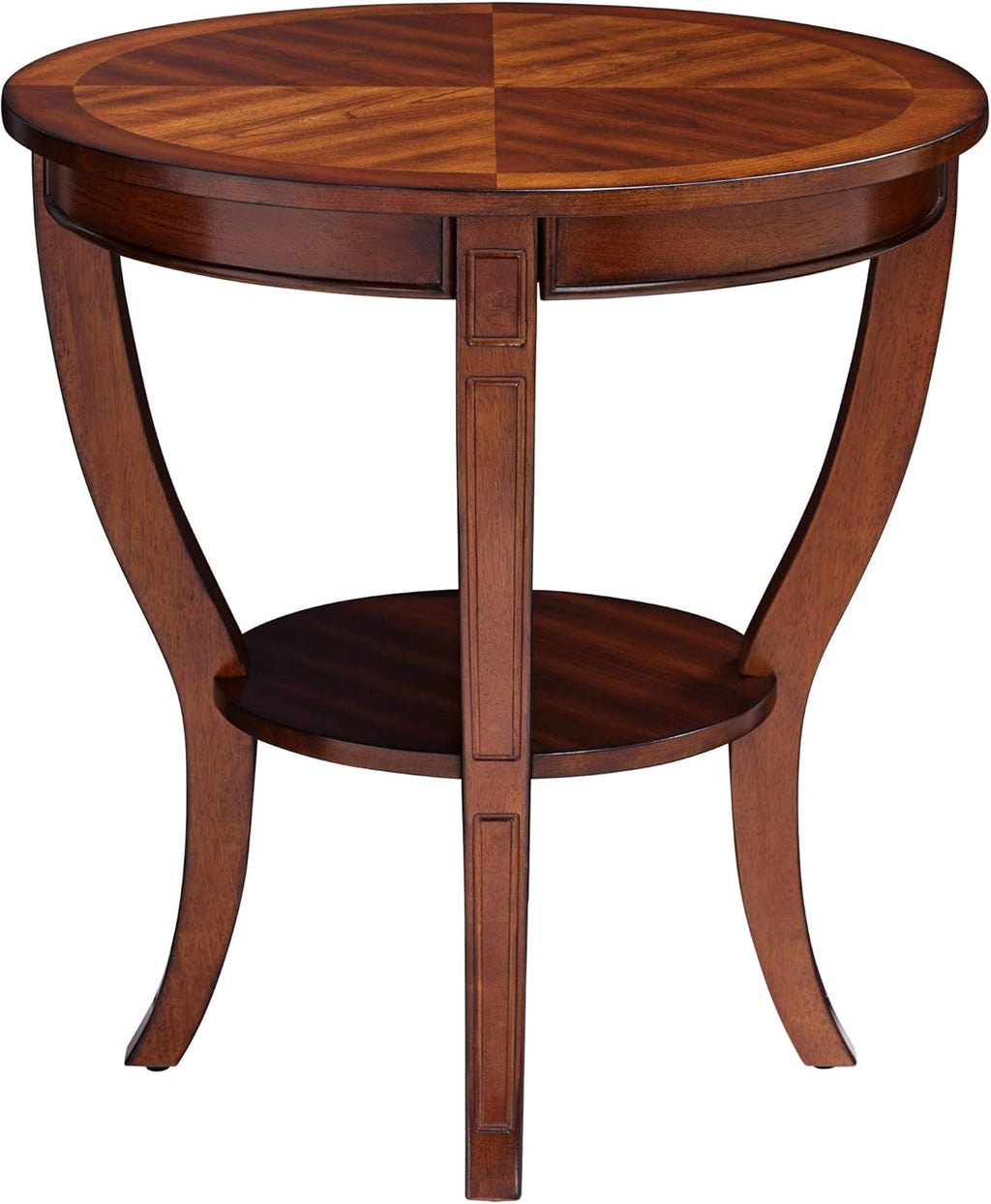 Rustic Cherry Wood Round Accent Side End Table 26" Wide Natural Grain Curving Legs R71396