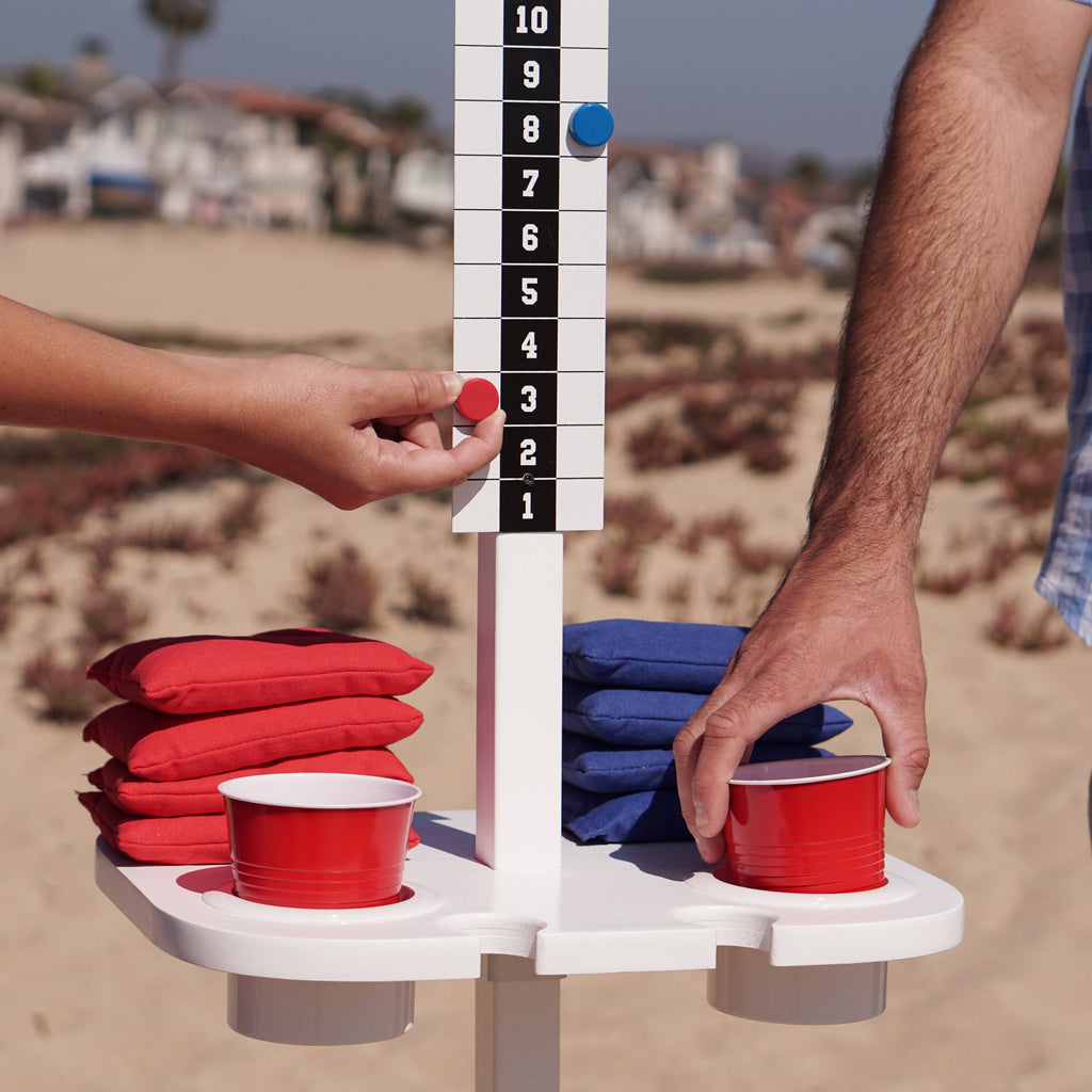 White Outdoor Game Score Keeper and Drink Stand Set M49566