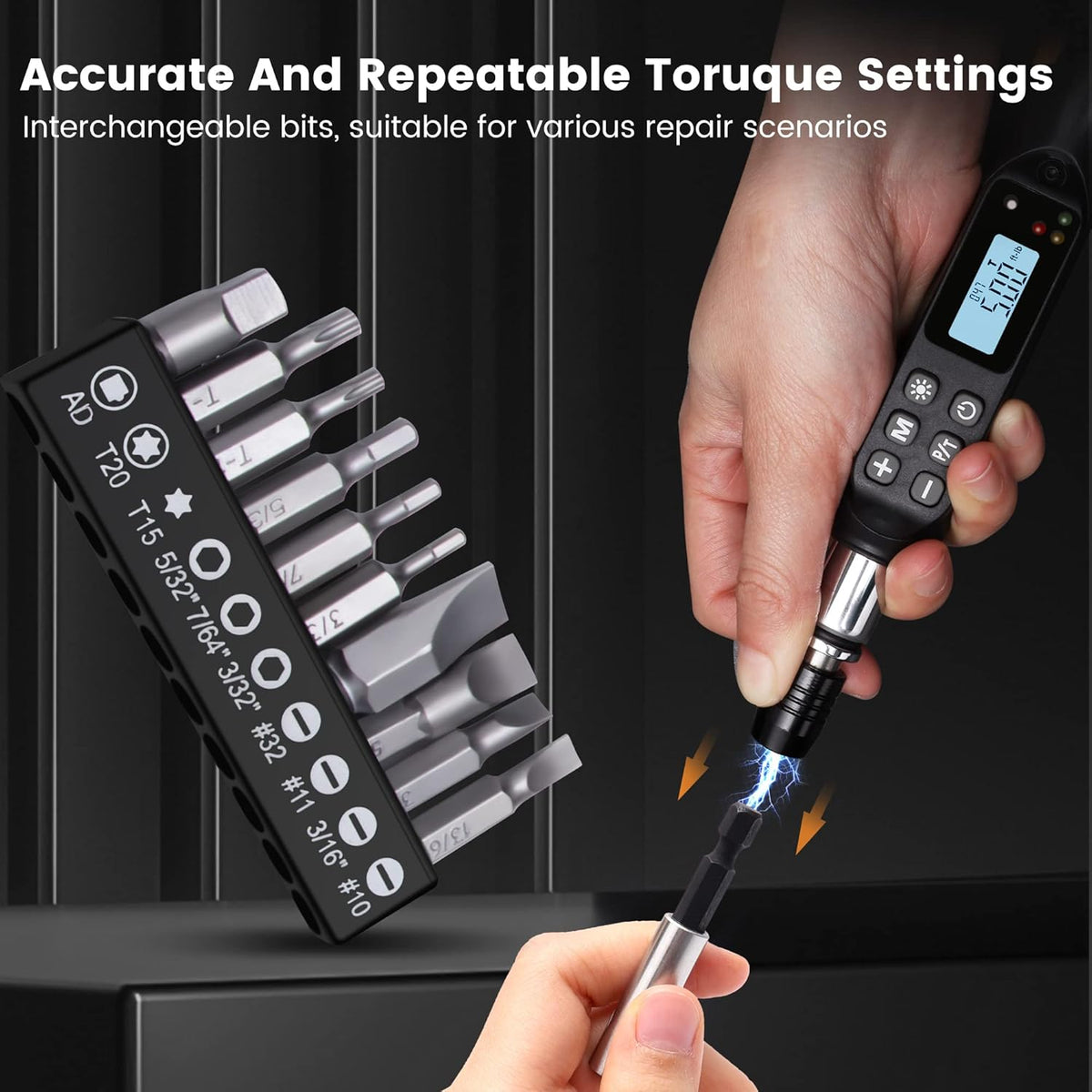1/4 Mini Cordless Adjustable Torque Screwdriver with 9 PCS Bits & Storage Case L829462
