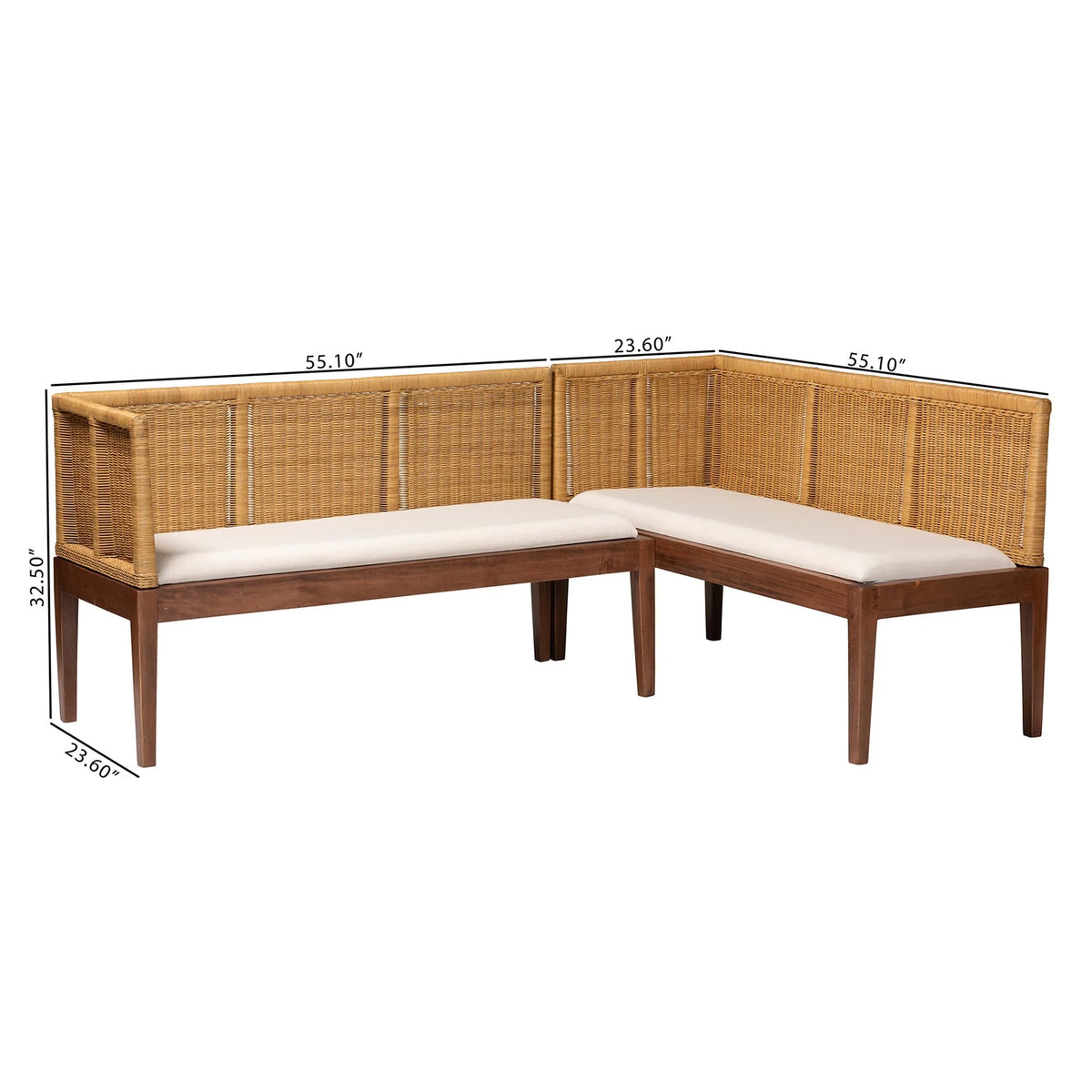 2-Piece Brown Boho Dining Banquette Set Q1026