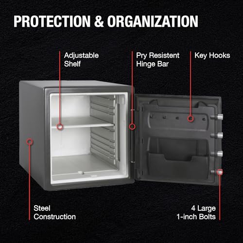 Fireproof Waterproof Steel Home Safe with Dial Combination Lock, Black Y1105