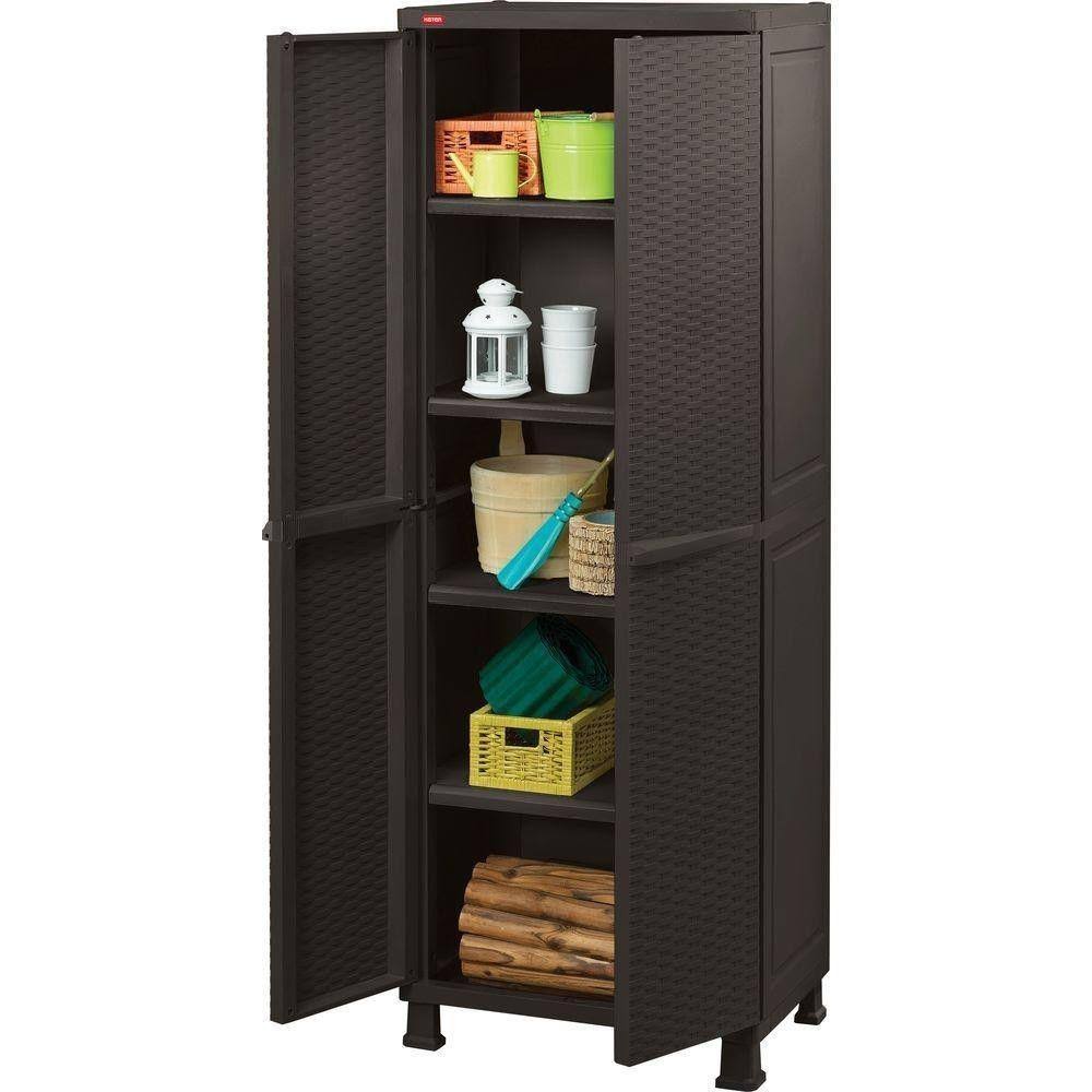 Brown Resin Plastic Rattan Storage Cabinet A55439