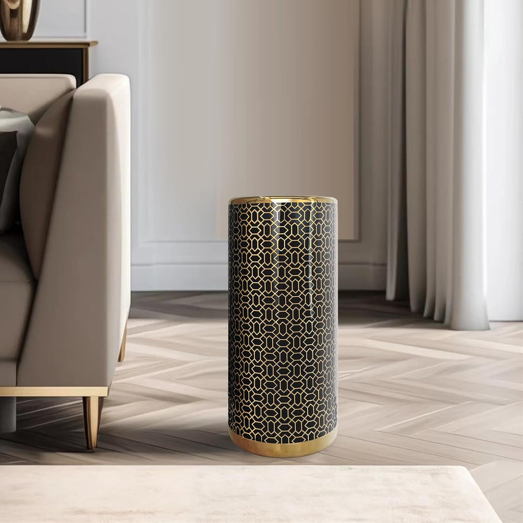 Black Gold Ceramic Umbrella Stand D350898