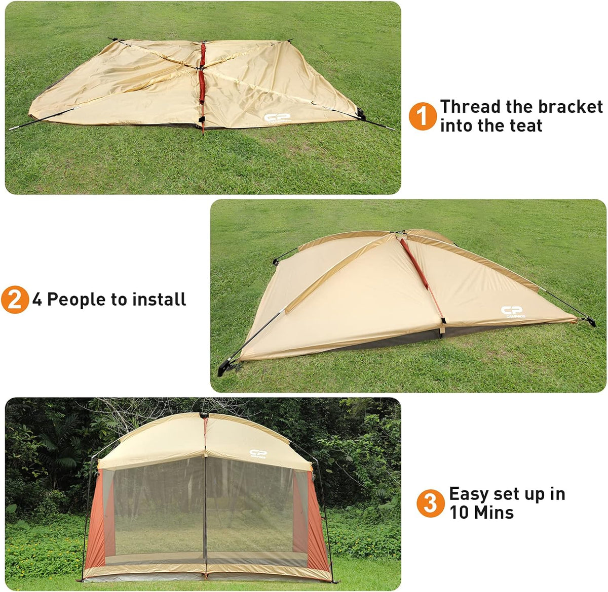 12 x 10 Ft Beige Screened Mesh Canopy Tent T756