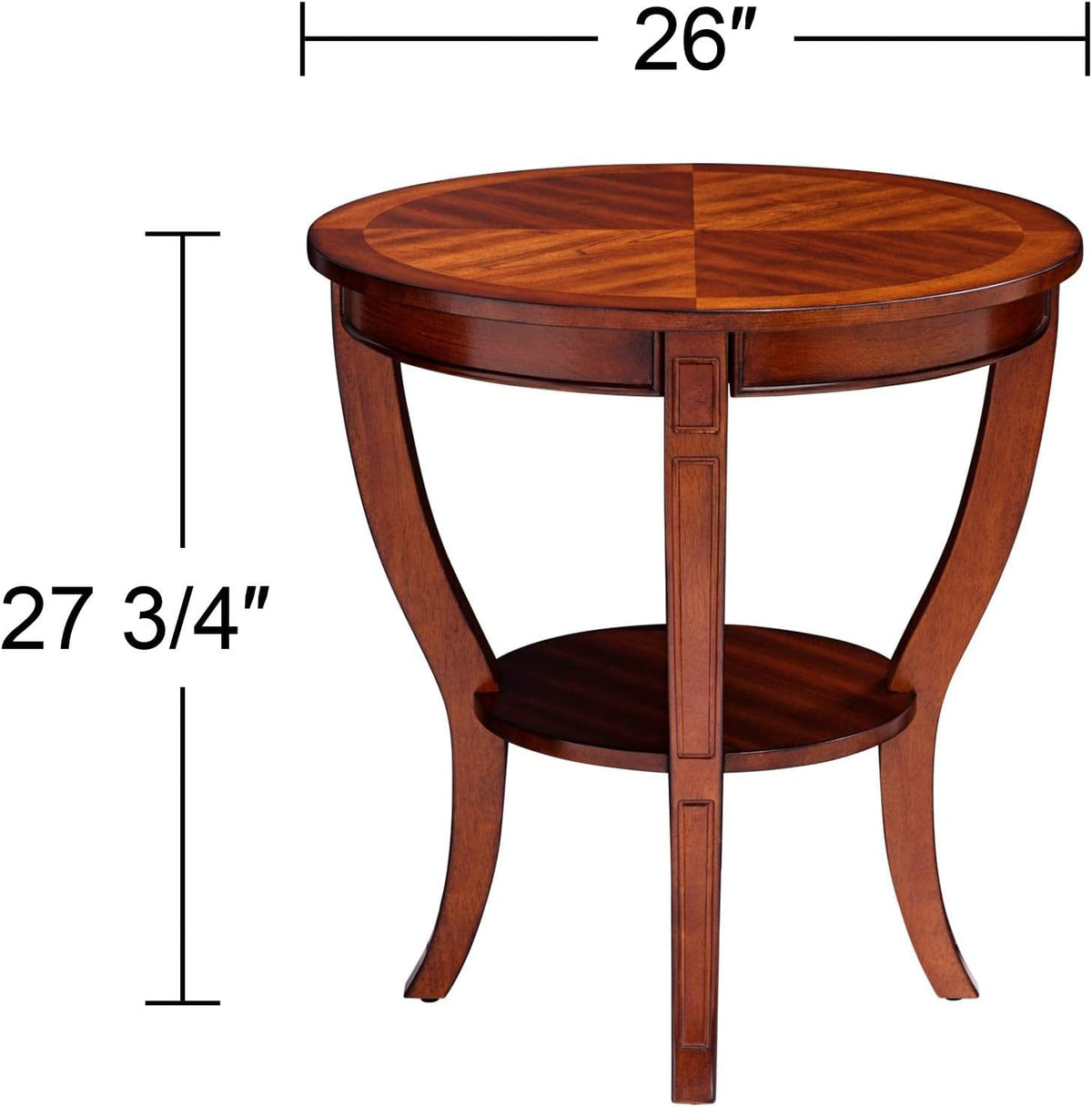 Rustic Cherry Wood Round Accent Side End Table 26" Wide Natural Grain Curving Legs R71396