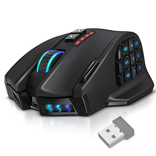 RGB Wireless MMO Gaming Mouse, 16,000 DPI Optical Sensor, 16 Programmable Buttons M34866