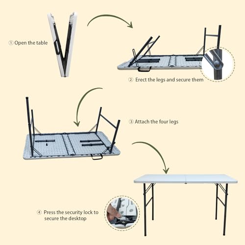 Black 4FT Square Plastic Folding Table H770502